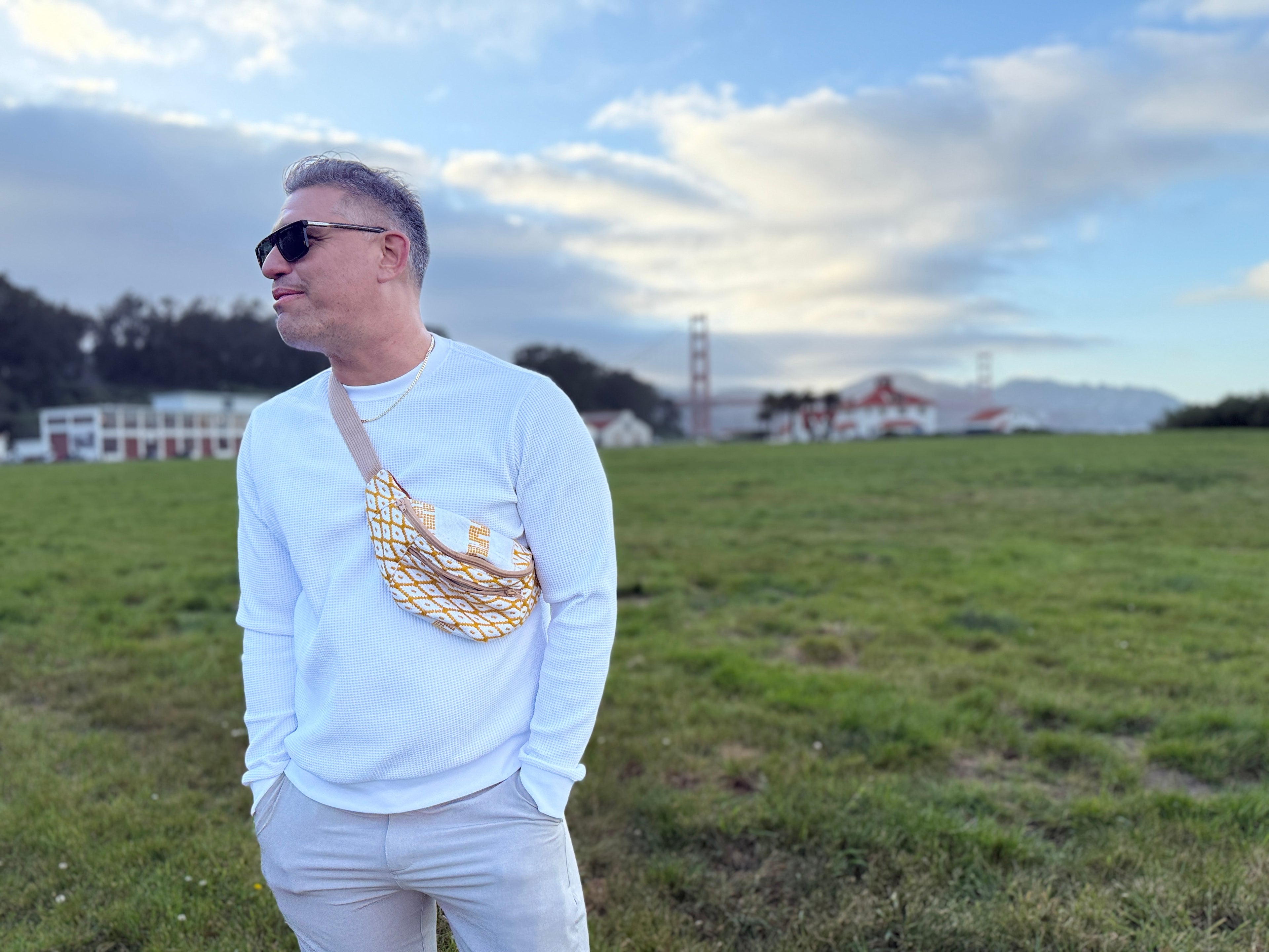 White & Gold Fanny Pack